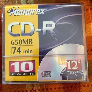 Memorex CD-R 650MB 74min 1x-12x Write Speed 10 Pack Compact Recordable Discs New